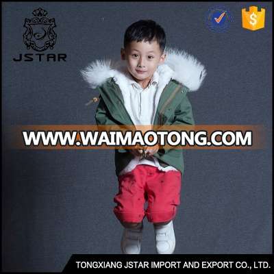 Fashion boys blue faux fur parka coat popular kids winter clothes