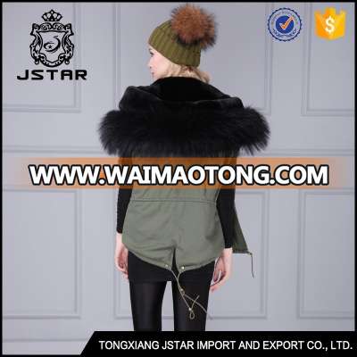 Fashion fur vest jacket with rabbit fur collars uk