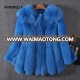 2018 autumn winter blue new Korean full skin fox fur Spoke design imported mink sleeve long style fur coat female fur overcoat