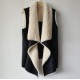 Black Foil Print Suede Vest with Faux Fur Lining