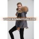 2018 Newest Chinese Fur Clothes Manufacture Supplier Grey Short Big Natural Fur Collar Coat Mens or Womens