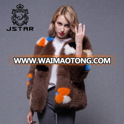 Coloured real fox fur short coat