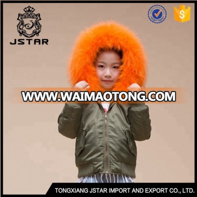 Wholesale Kids Bomber Jackets Fashion Boy Winter Coat Big Raccoon Fur Hooded Bomber Coat