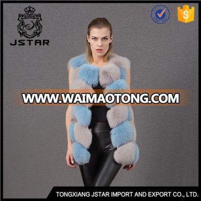 Wholesale Cheap Best High Quality Blue Coats Fashion Vest Fox Fur Jacket