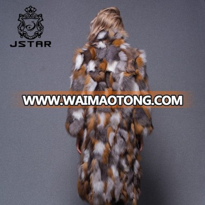 2018 winter coloured real fox fur coat