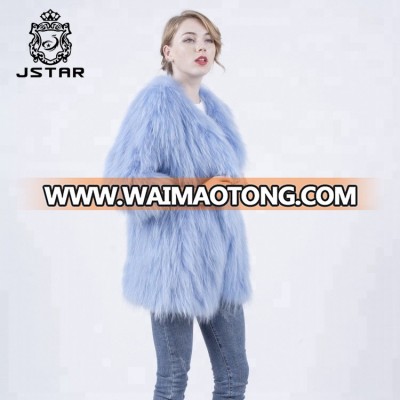 2018 Women raccoon fur coat knitted fur coat long sleeve fur coat